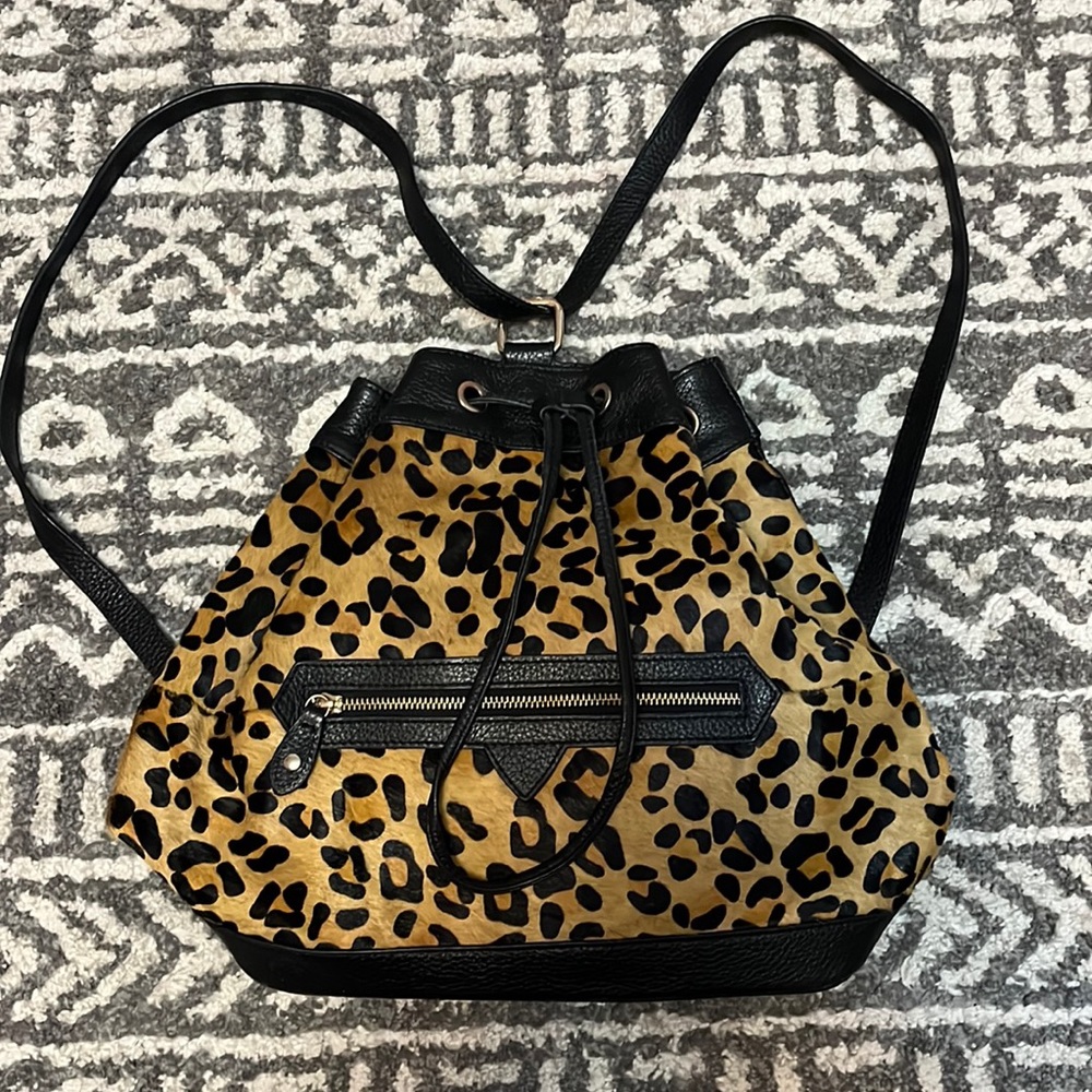 Leopard leather backpack